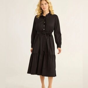 100%Cotton  Black Long-Sleeve Dress Work/Church Dress
